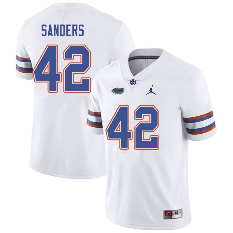 NCAA Florida Gators Umstead Sanders Men's #42 Jordan Brand White Stitched Authentic College Football Jersey YQS5264XG